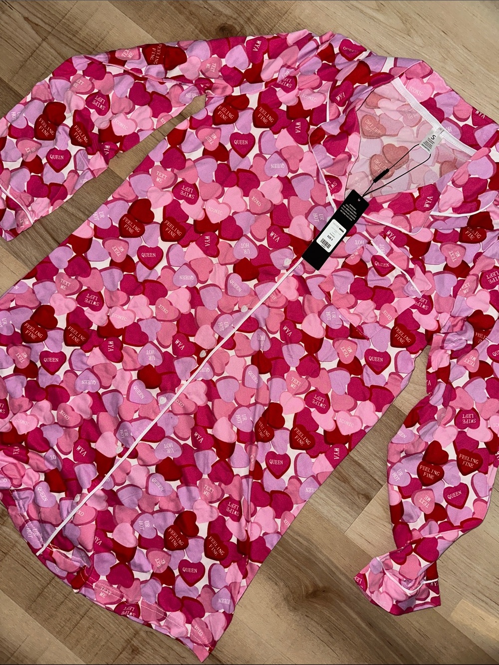 Sweethearts Button-Up Pajama Dress